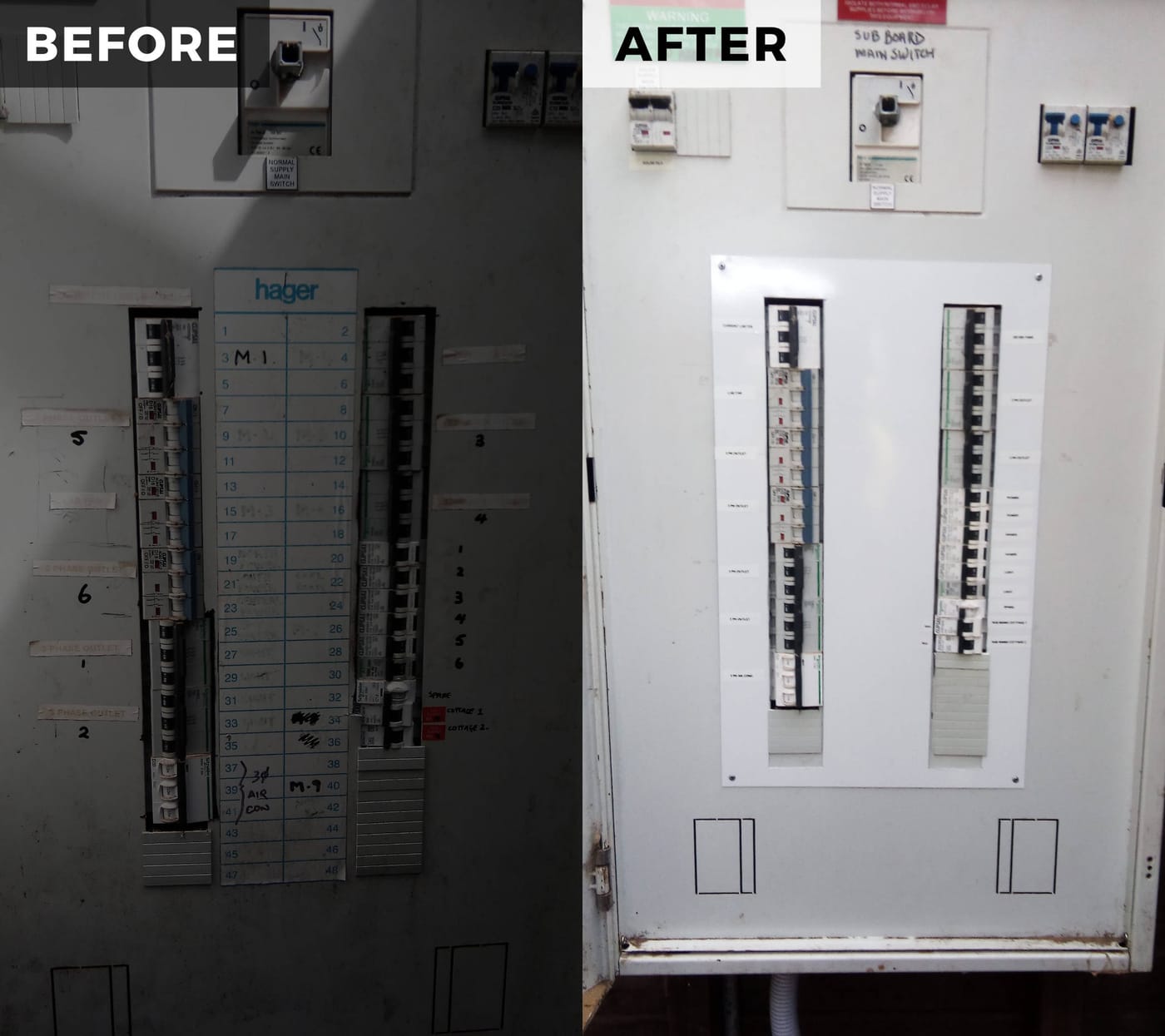 Commercial distribution board tidy-up by IDD Electrical