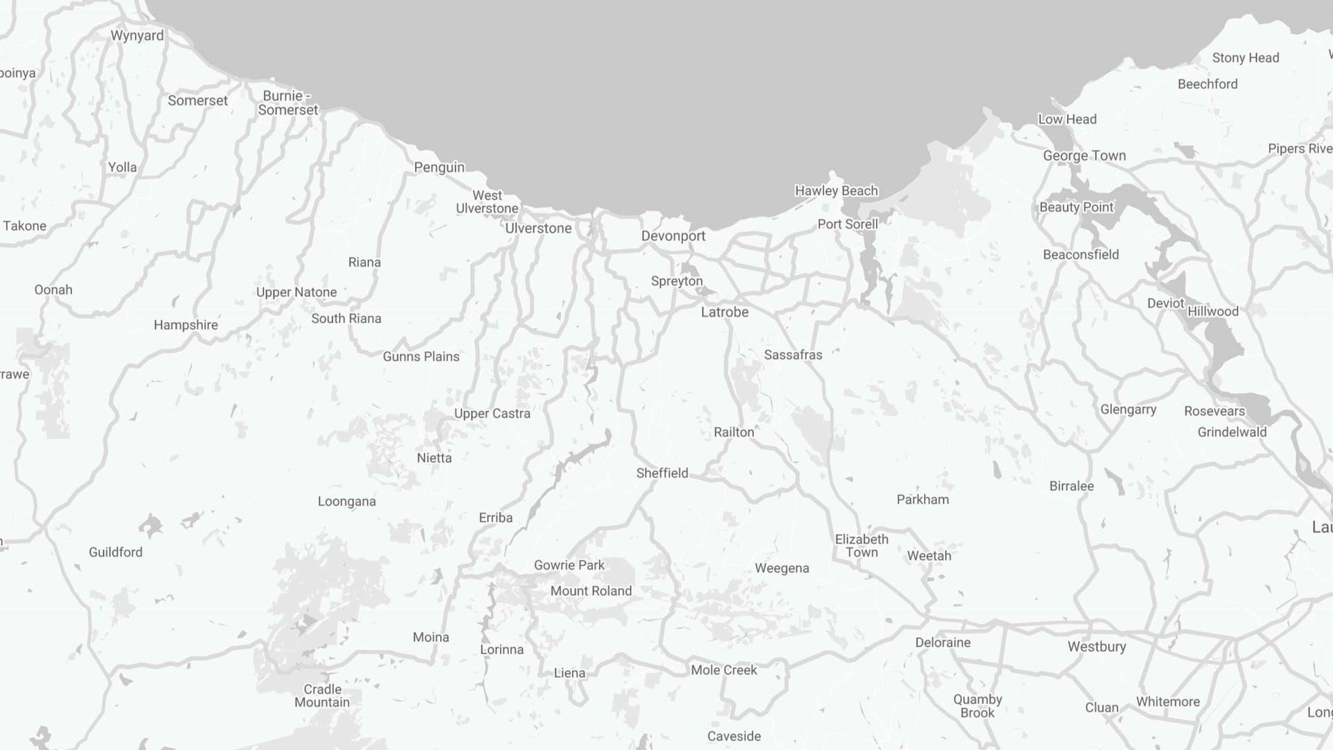 Map of IDD Electrical&rsquo;s service area across the Northwest Coast of Tasmania