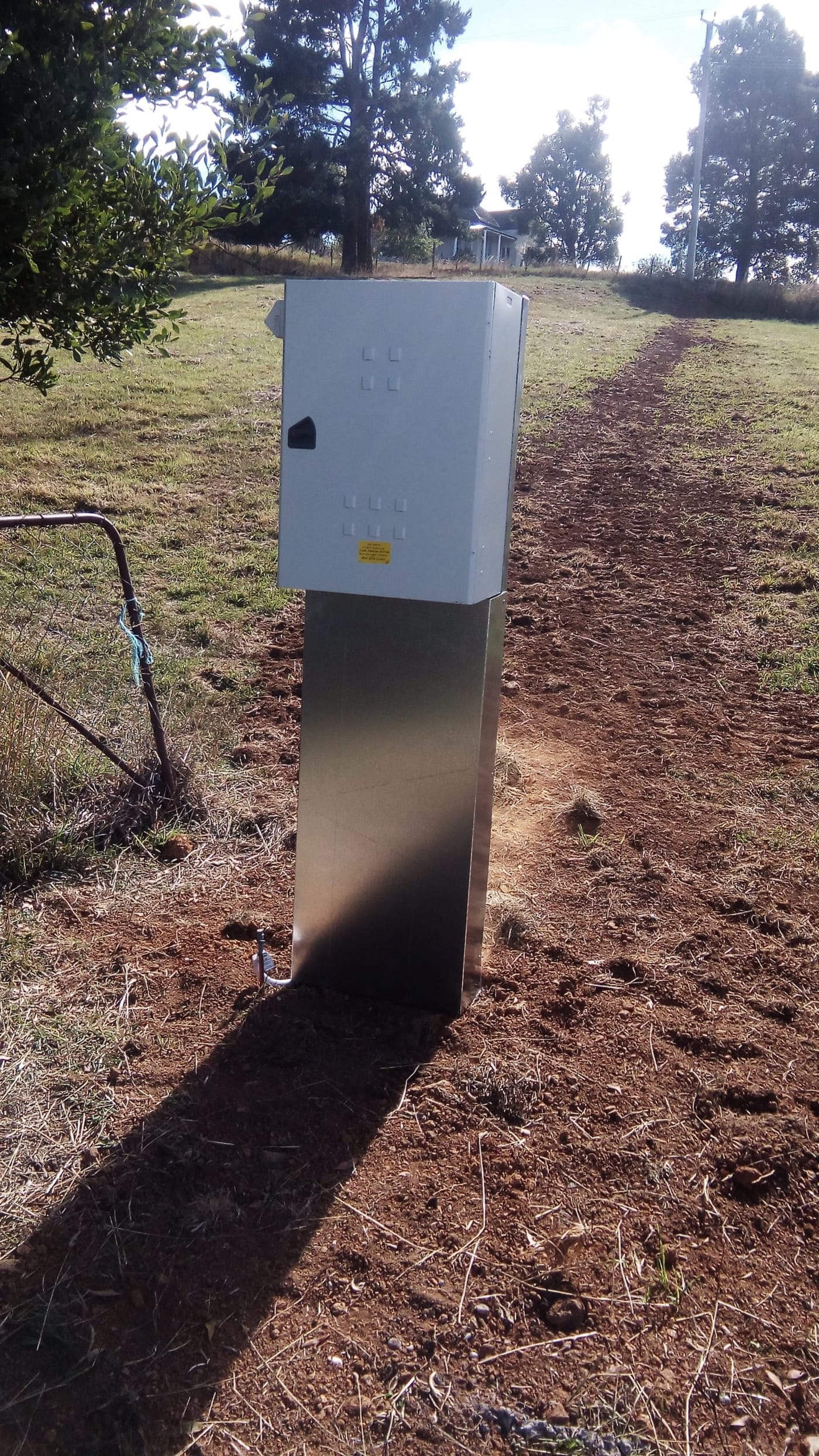 Meter panel box installed by IDD Electrical in rural Tasmania